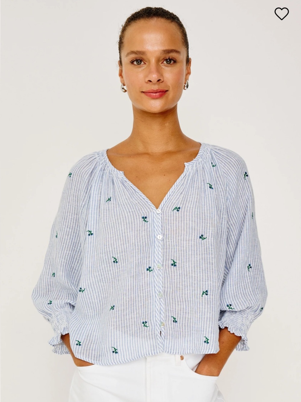 NWT Rails Mariah Bluebell Embroidered Stripe Top- size M